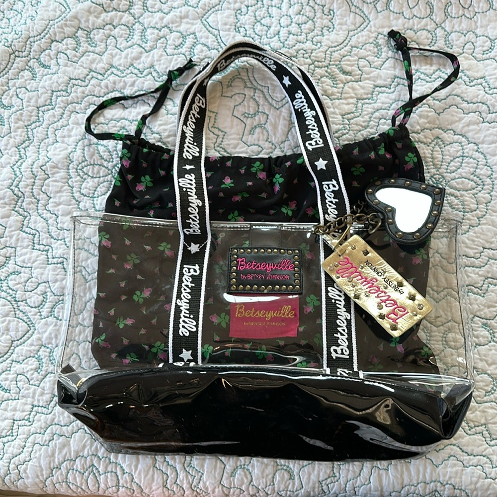 Vintage Betsyville clear poly tote with removable insert